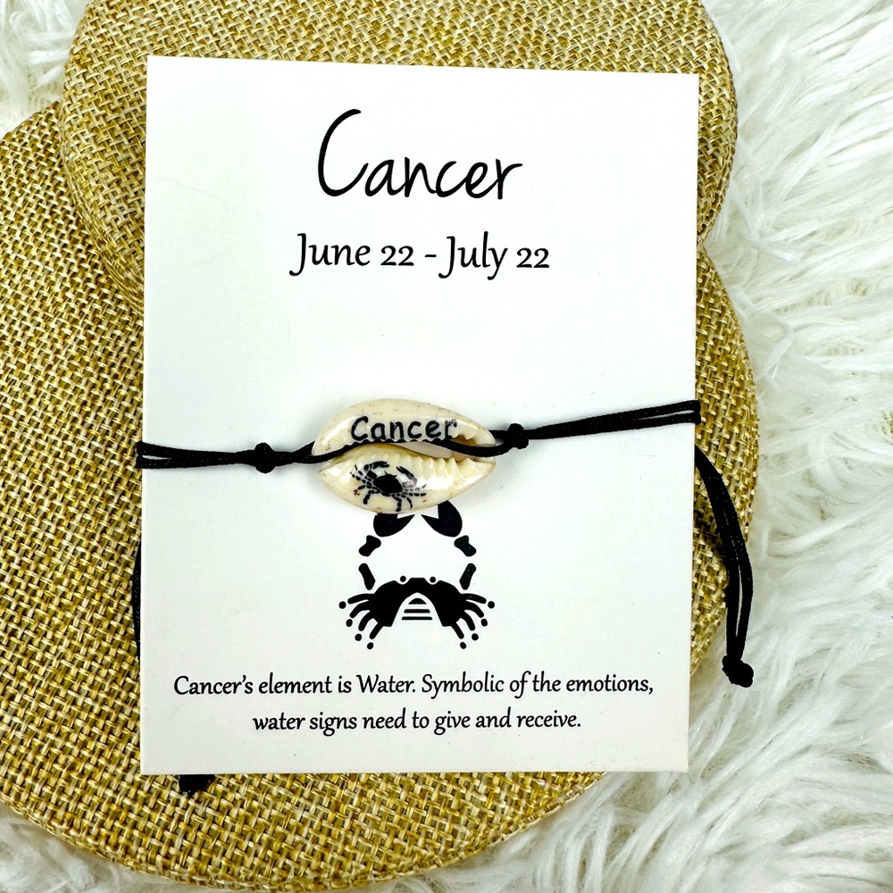 Cancer Bracelet Anklet Zodiac Sign Shell Jewelry Astrology Birthday Hand painted